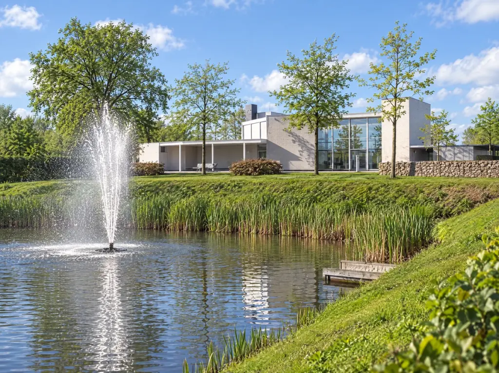 De aula van begraafplaats De Meerterpen aan het water